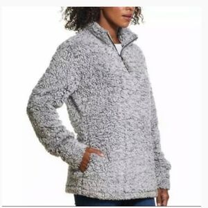 Weatherproof Vintage Women's Gray Teddy Half-zip Pullover